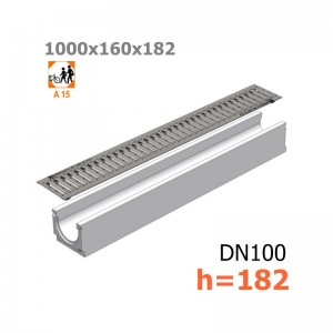 Бетонный лоток DN100 H182