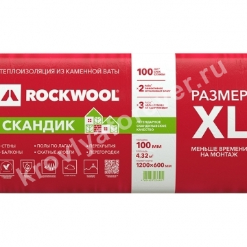 Утеплитель Rockwool Лайт Баттс Скандик 150х600х1200 3,6 кв.м XL.